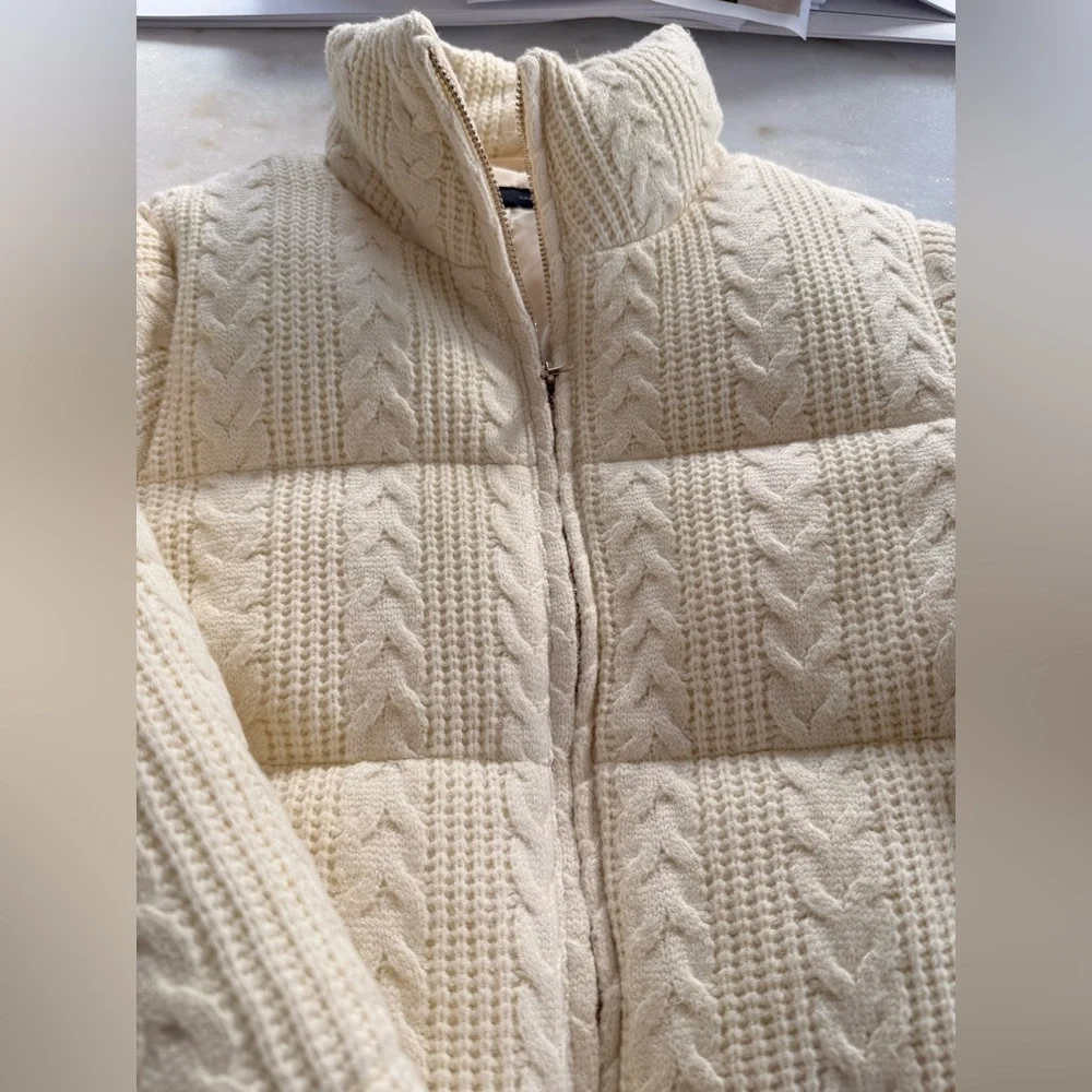 Zara Cream Textured Women's Turtleneck Sweater Jacket - Picture 5 of 9